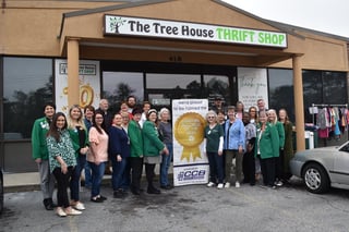 People outside The Tree House Thrift Shop