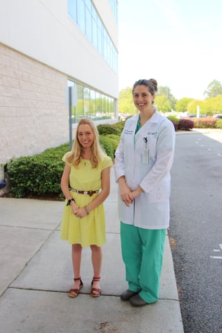 Patient Raygen Youngblood with SGMC Neurosurgeon Dr. Kimberly Mackey.