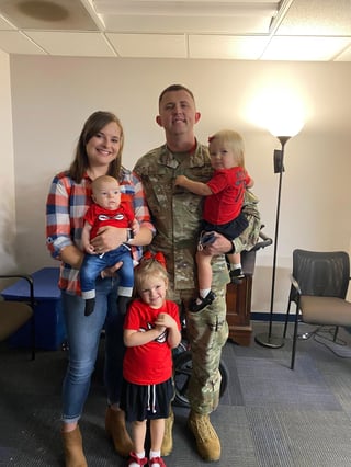 Lisa Baker with her husband and children.